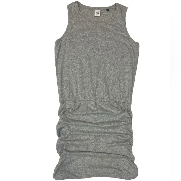 Cabi Everyday Mini Dress Ruched Crew Neck Gray Sleevless Tank Stretch Size Small - Picture 15 of 15